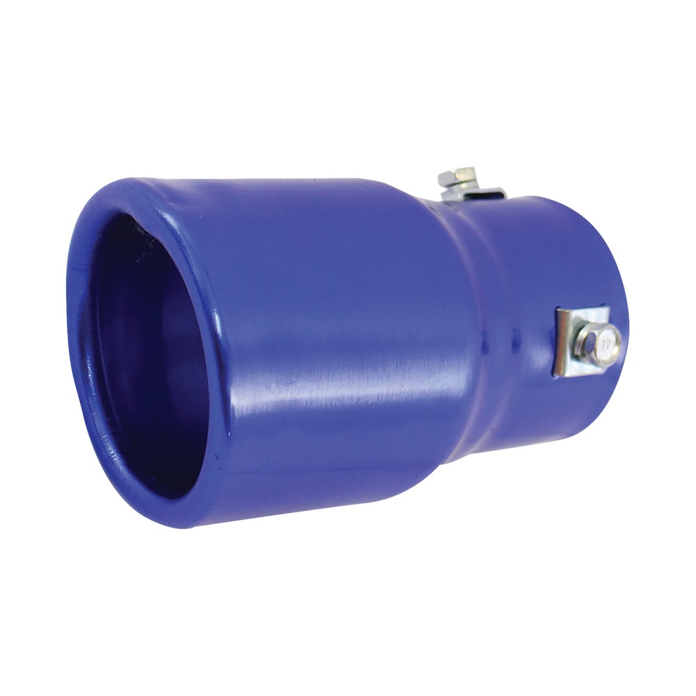 Cola de escape metálica azul para carro