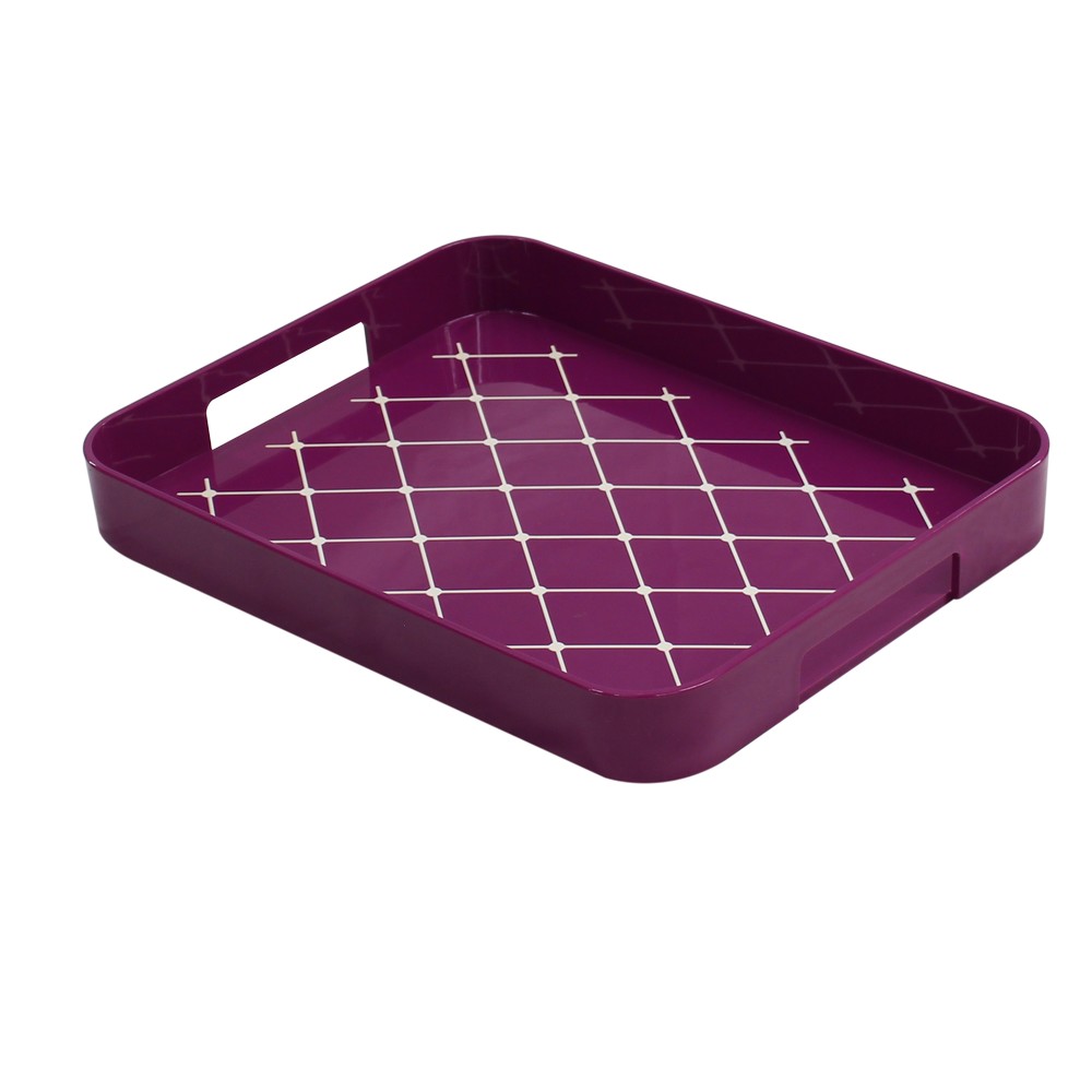 Bandeja rectangular de 13x10 pulgadas morado con blanco