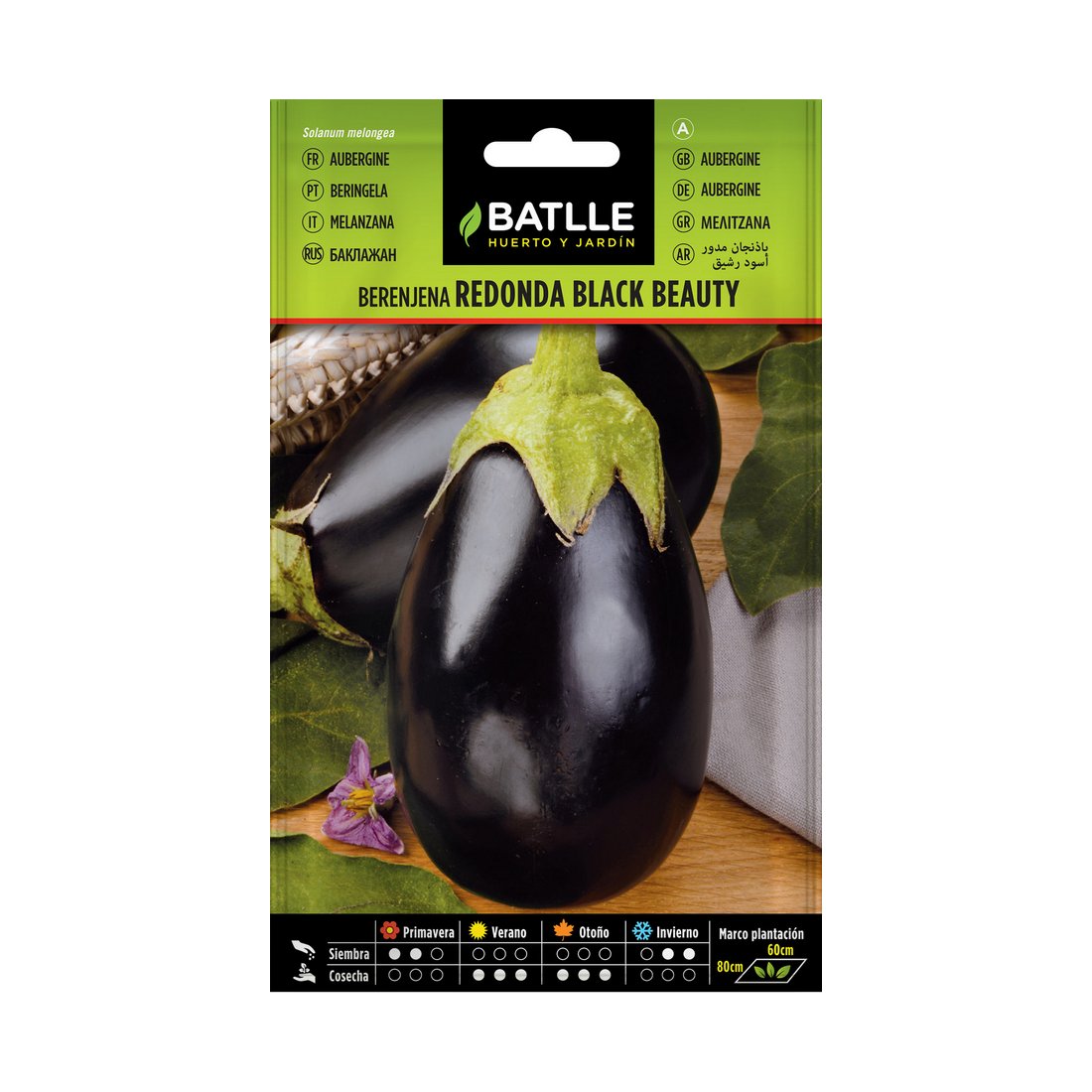Semilla berenjena black beauty sobre batlle