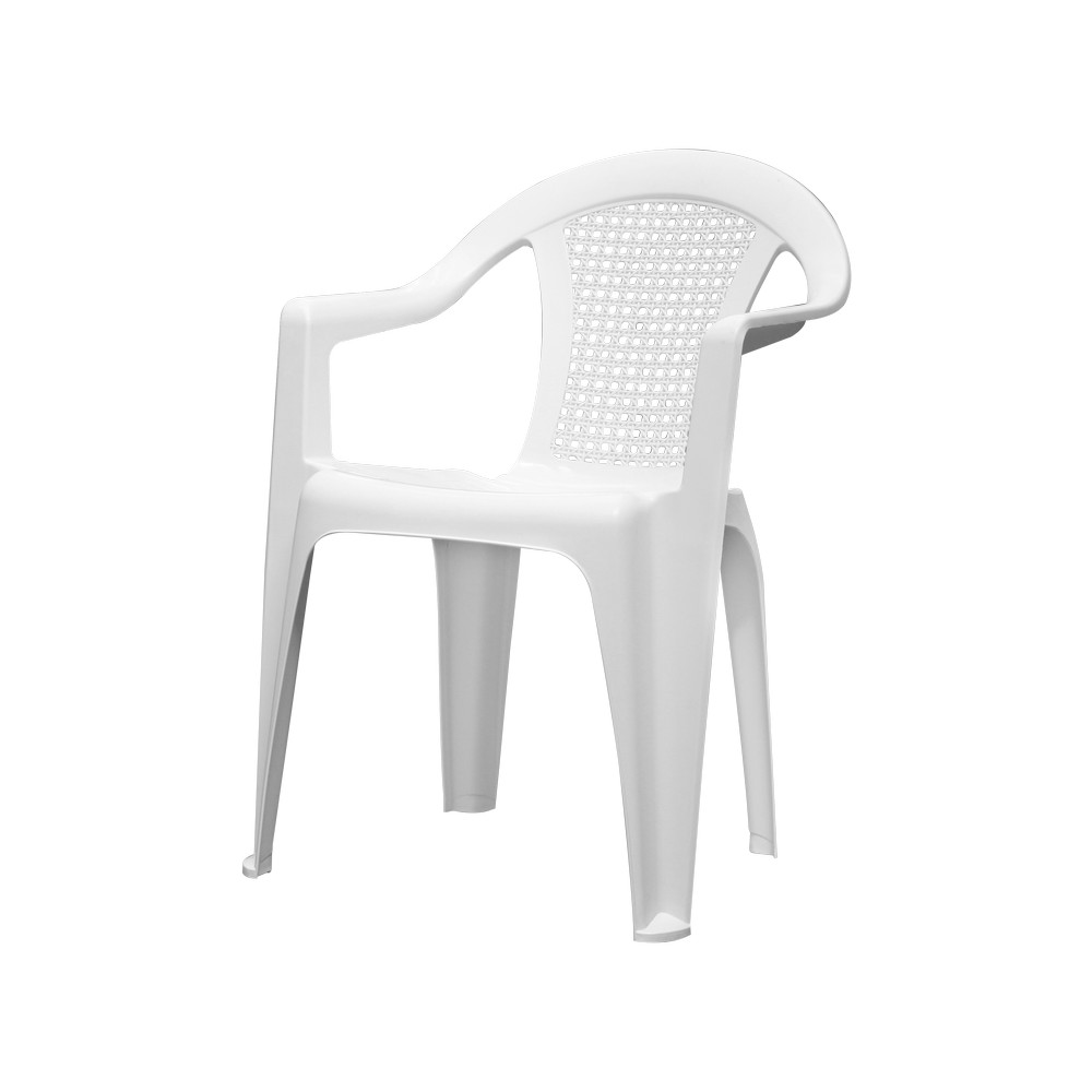 Silla plástica con brazos color blanco