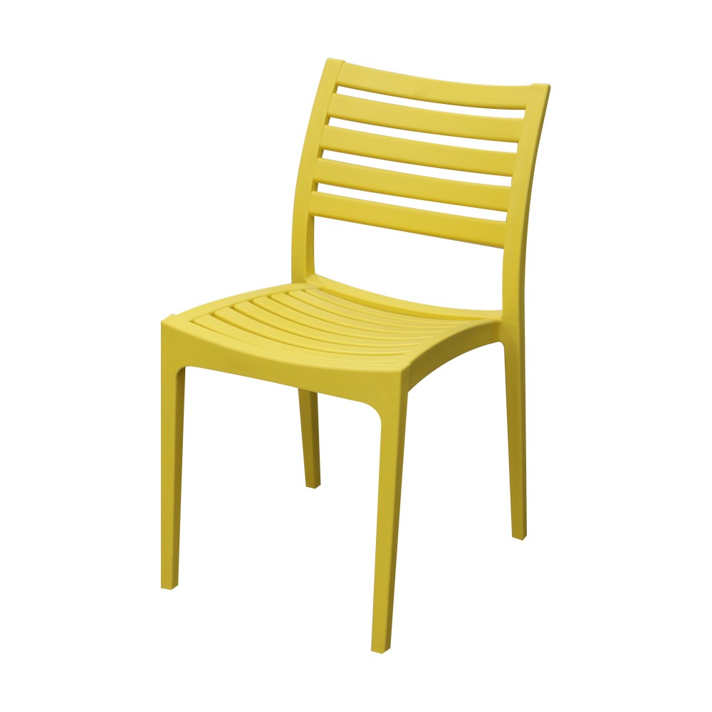 Silla moderna plastica respaldo horizontal amarilla