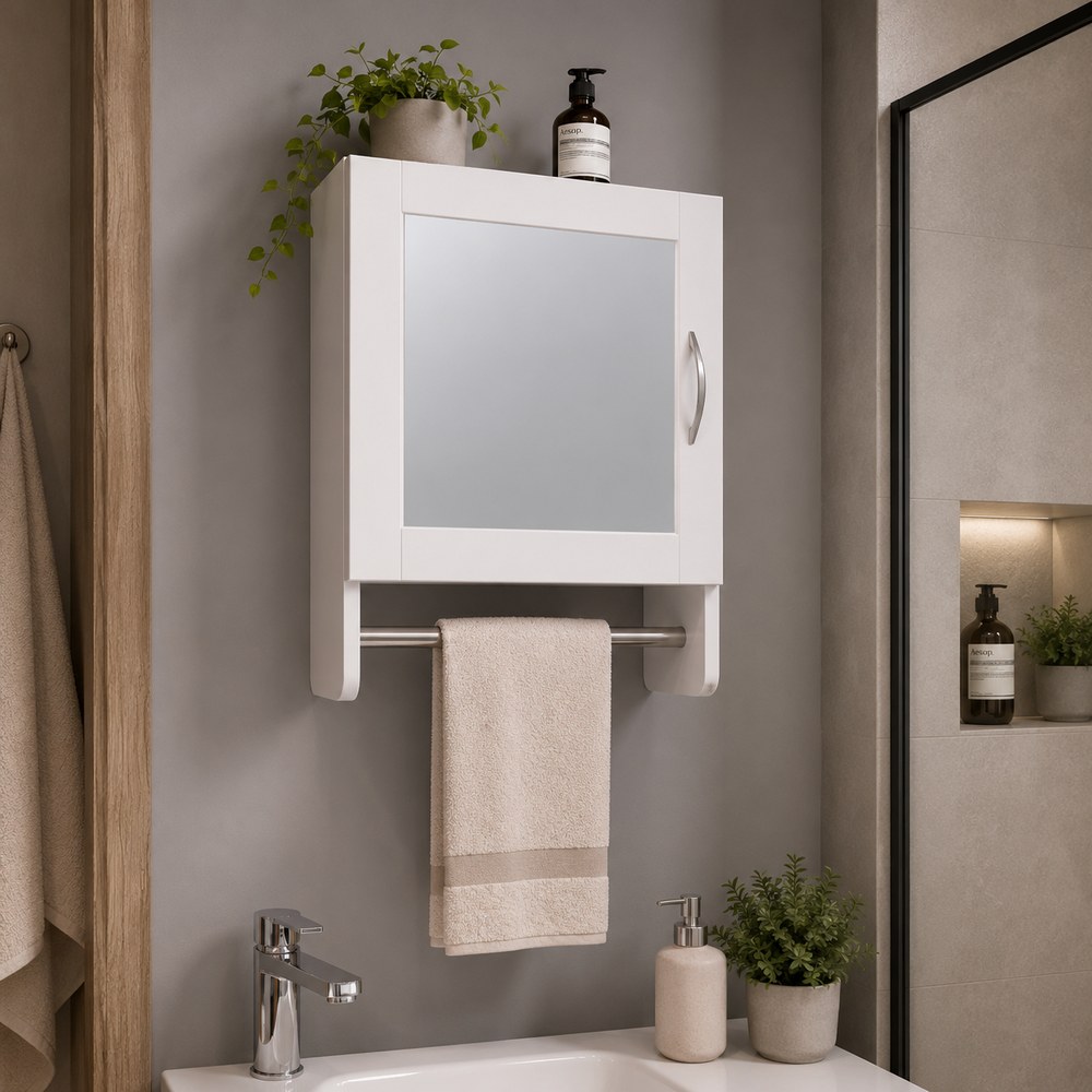 Gabinete para baño con espejo 50x45x16 cm blanco