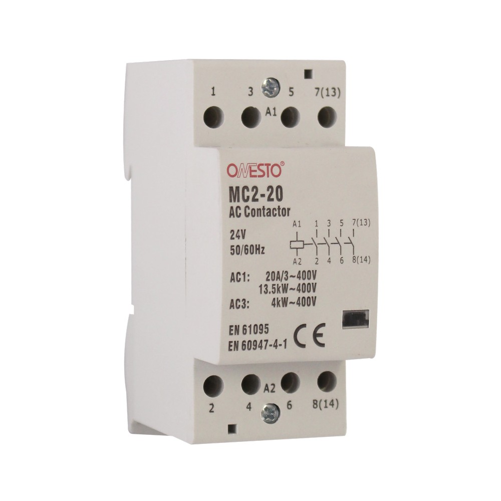 Contactor auxiliar 20 amp 4 abierto 24v onesto 2919