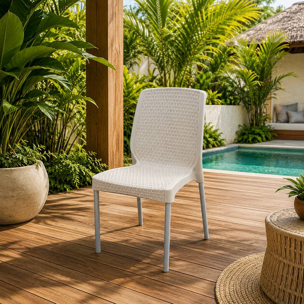 Silla plástica sin brazos color taupe
