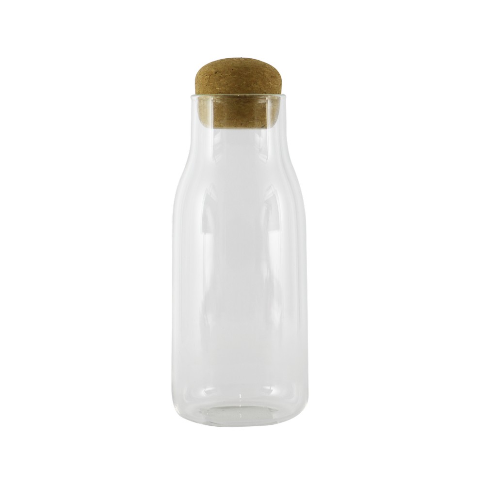 Botella de vidrio con tapon corcho 8x19cm 750-79981