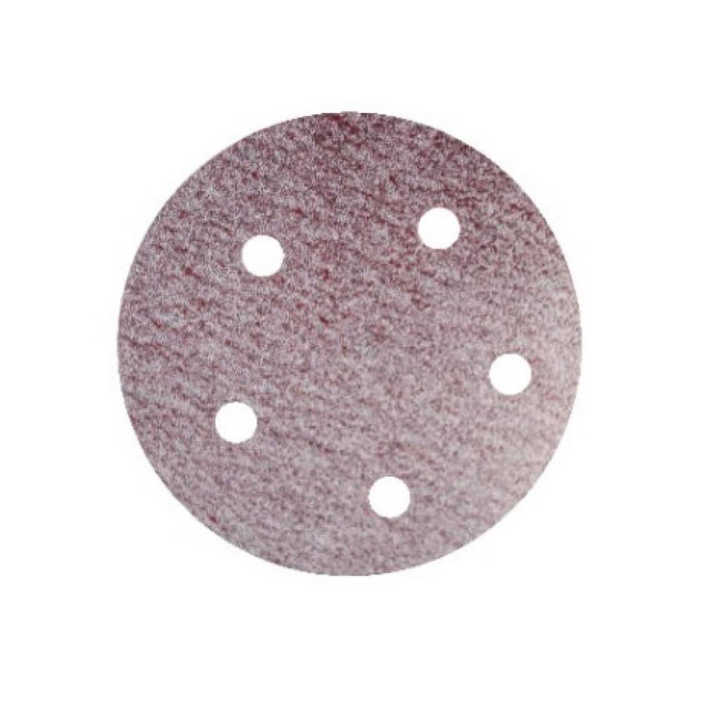 Disco de lija con velcro 120 5 pulg x 5 hojas rojo