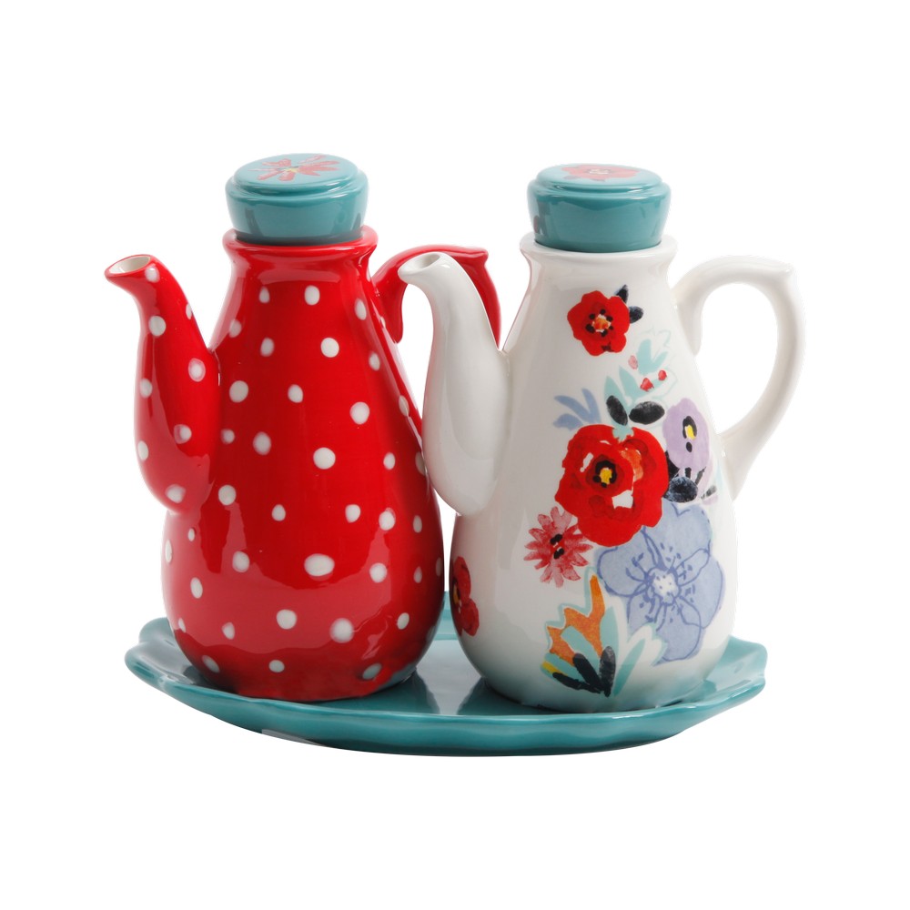 Set de tazas cerámicas de 18 onzas para aceite y vinagre, incluye 3 piezas