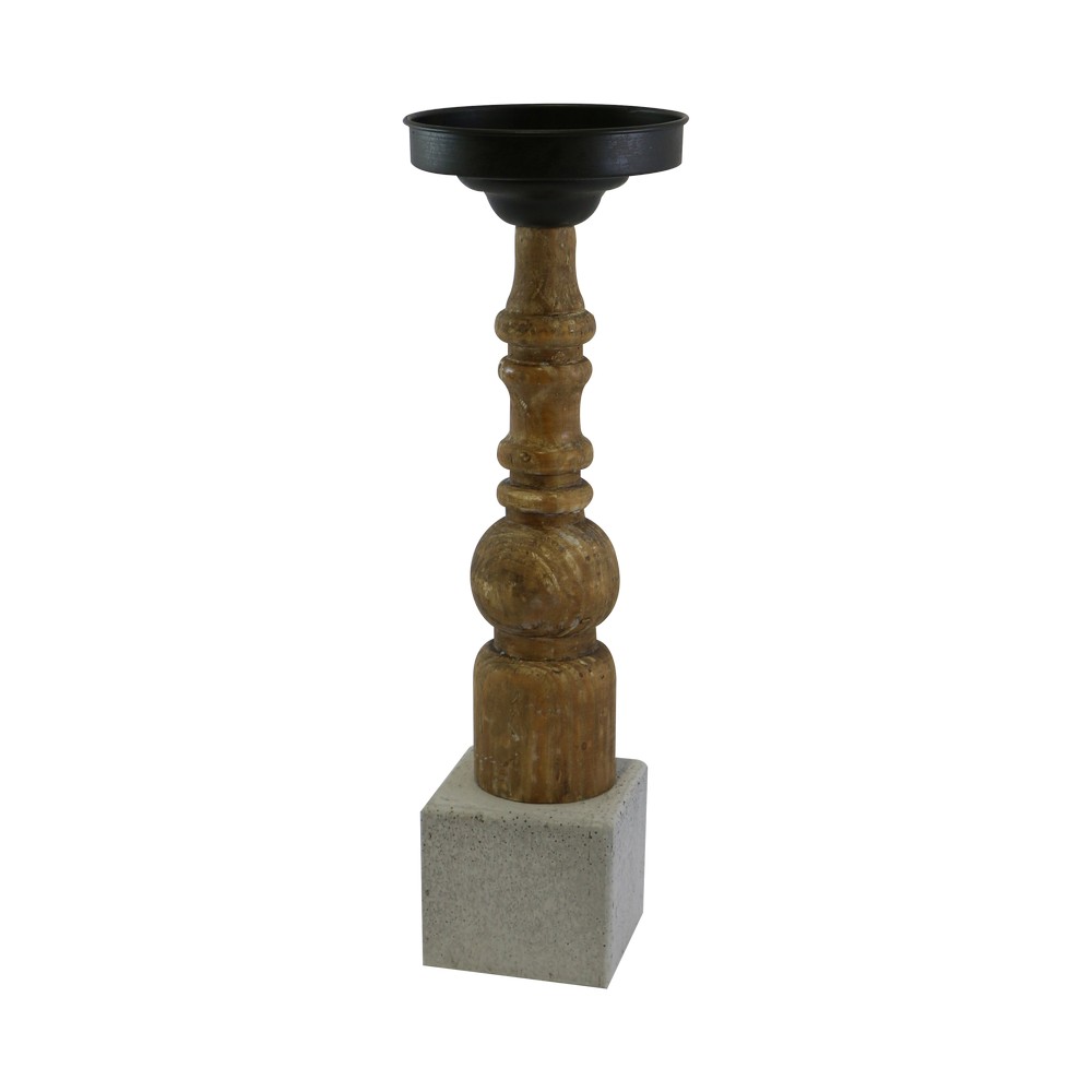 Candelabro de metal y madera 5x17" 59471 - Candelabros