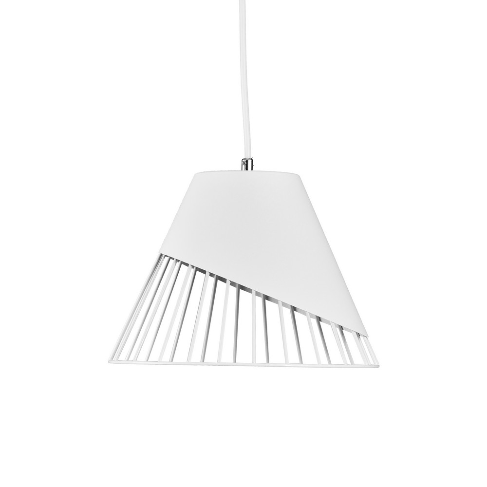 Lampara colgante 1l e27 60w 120v 25x150cm blanca 26298a-wh