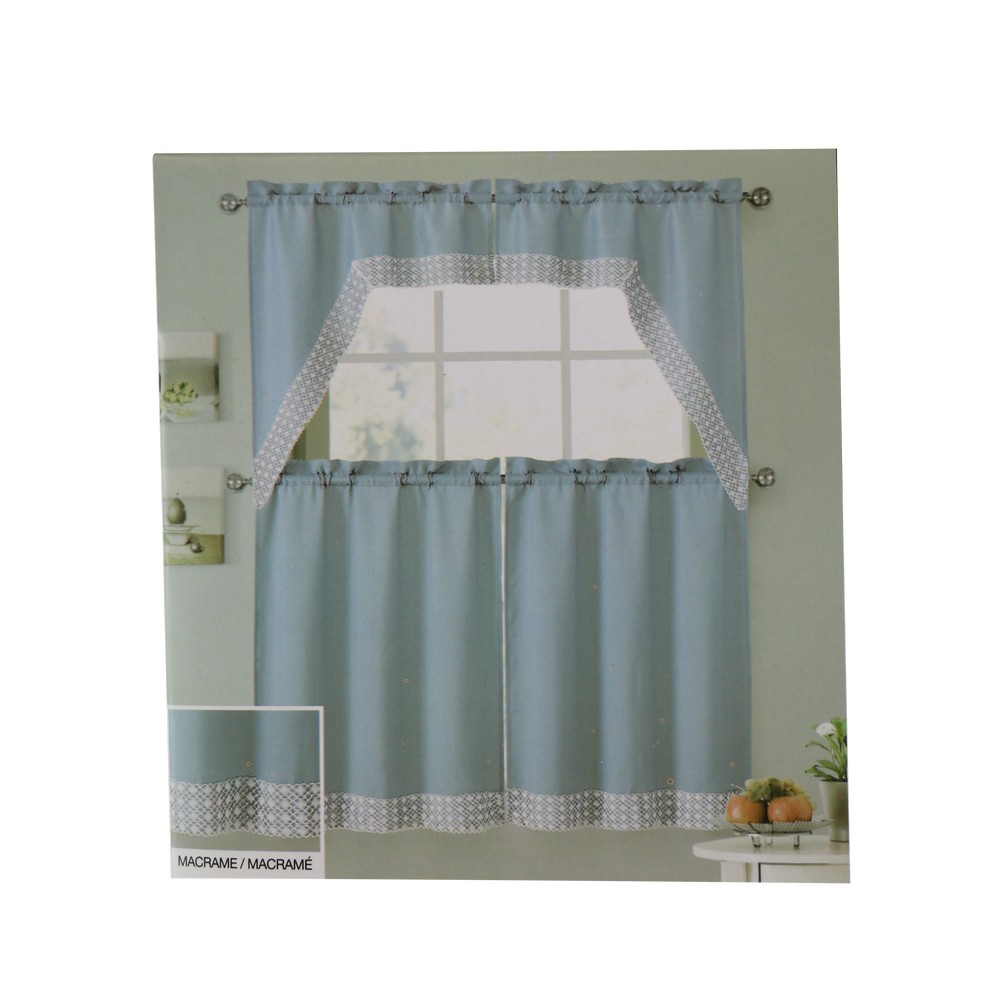 Set de cortinas de tela para cocina azul 4 pzas - Cortinas