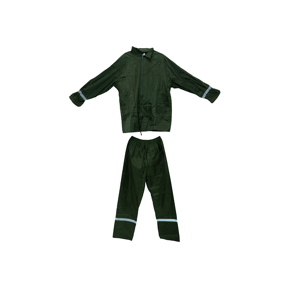 Traje para lluvia 2pzs talla l verde con cinta reflectiva