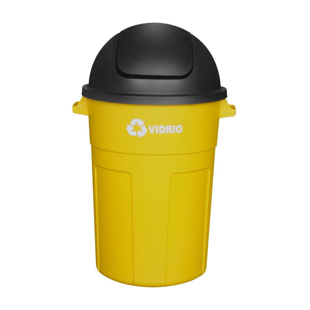 Basurero reciclaje vidrio 105lt amarillo tapa balancin 1136