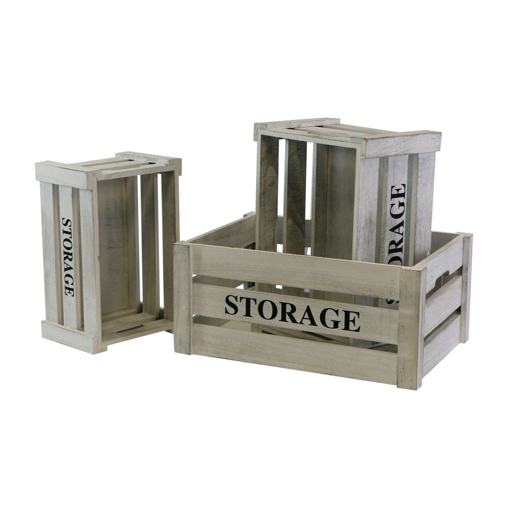 Cajas de madera decorativa blanca p1887002 s/3 Bandejas y azafates