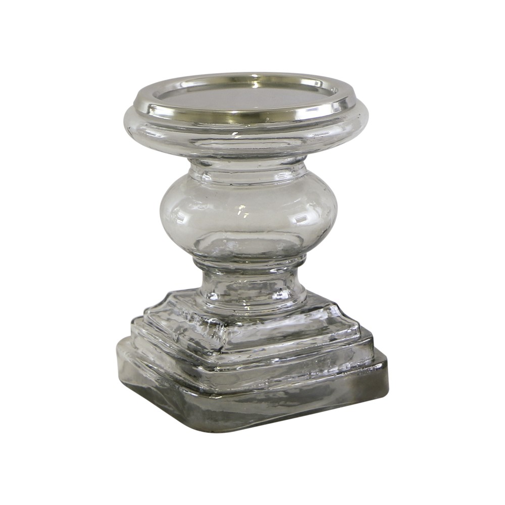 Candelabro de vidrio 7pulg plateado Candelabros