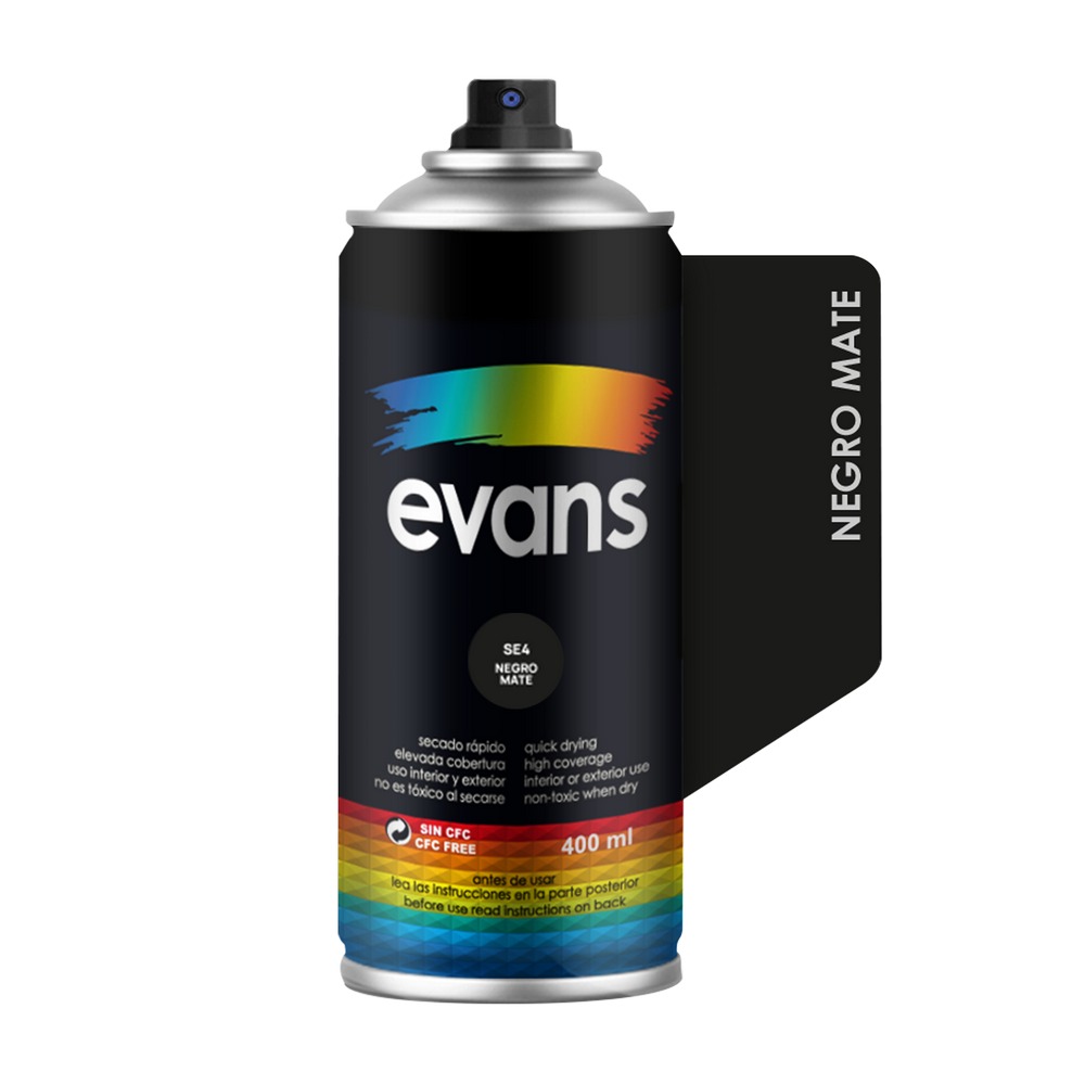 Pintura en spray color negro mate 400 ml (12.5 oz)