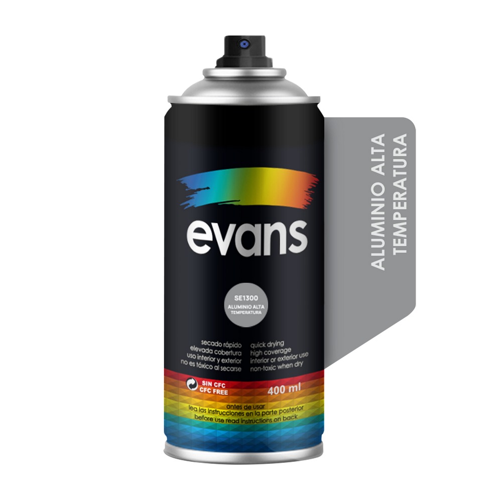 Pintura alta temperatura en spray aluminio evans 400 ml (12.5 oz)