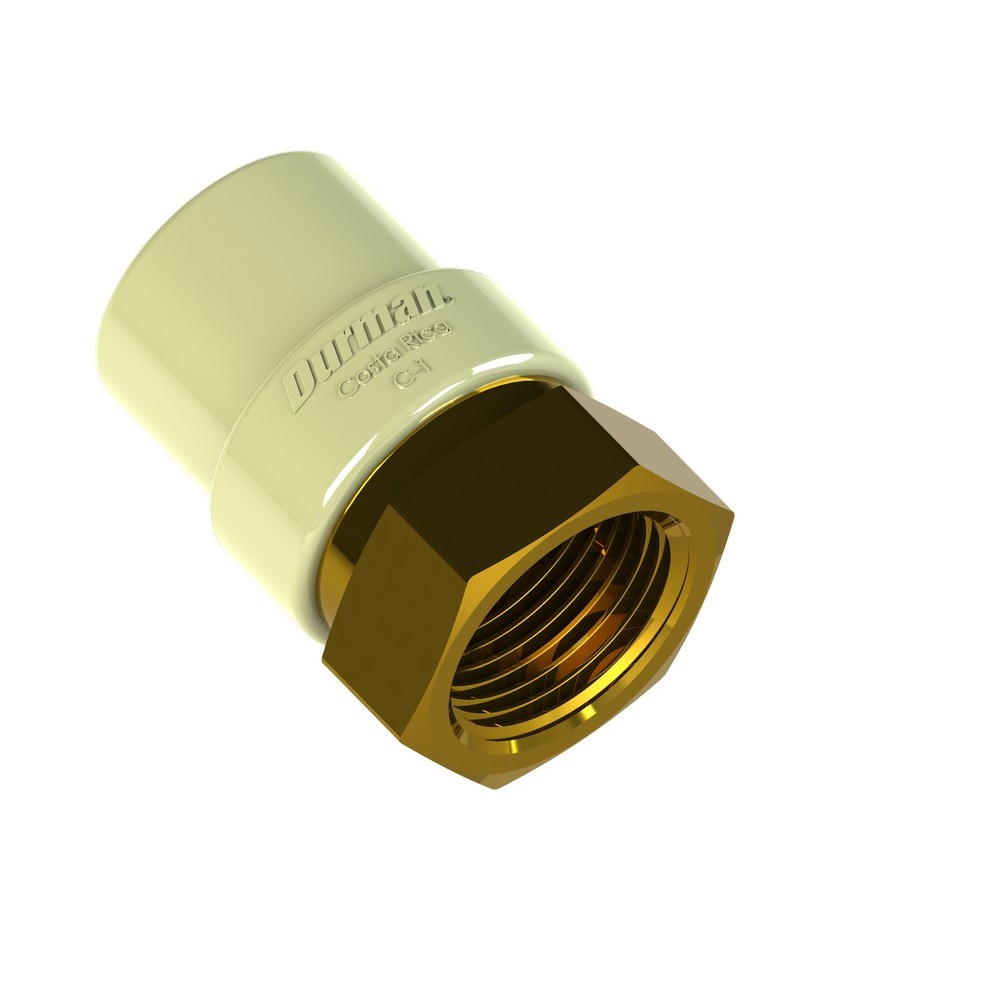 Adaptador cpvc hembra 3/4 pulg (19.05 mm) con inserto metálico