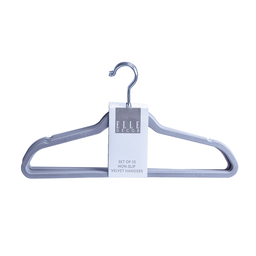 Juego de ganchos con felpa gris para ropa 10 unidades