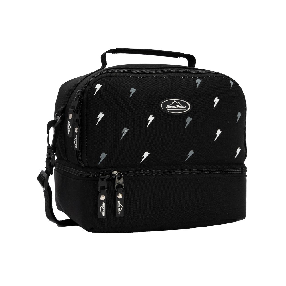 Lonchera dos compartimientos 6x9x8 pulg negro
