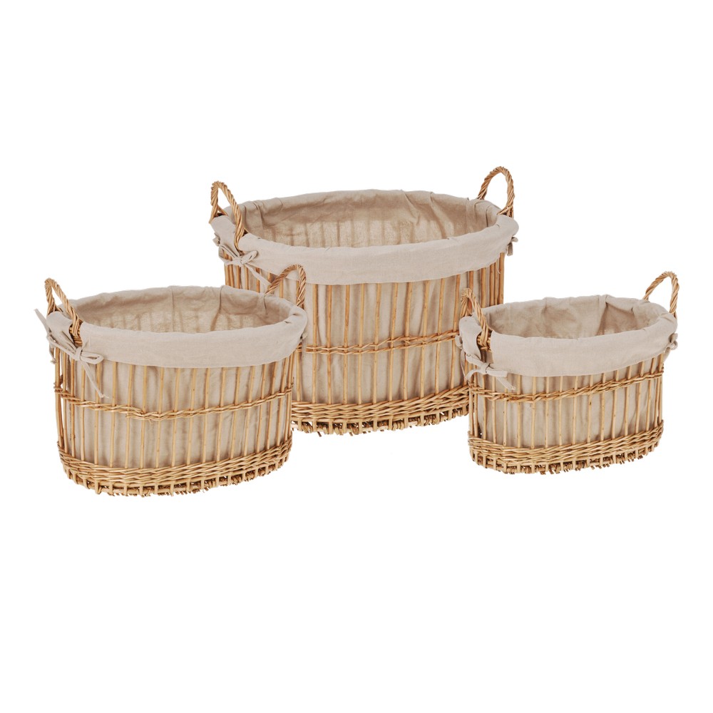 Cesta decorativa mimbre ovalada con tela - Bandejas y azafates