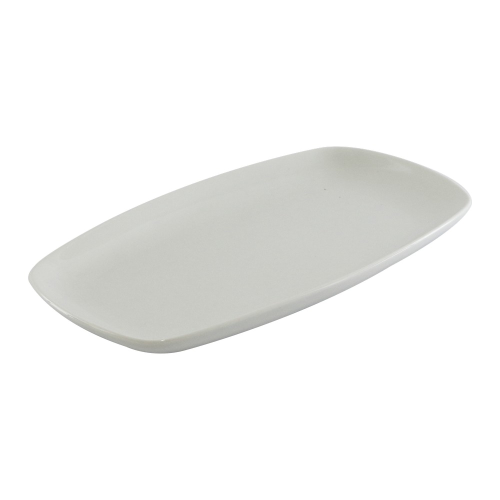 Plato rectangular de loza blanco 12 in