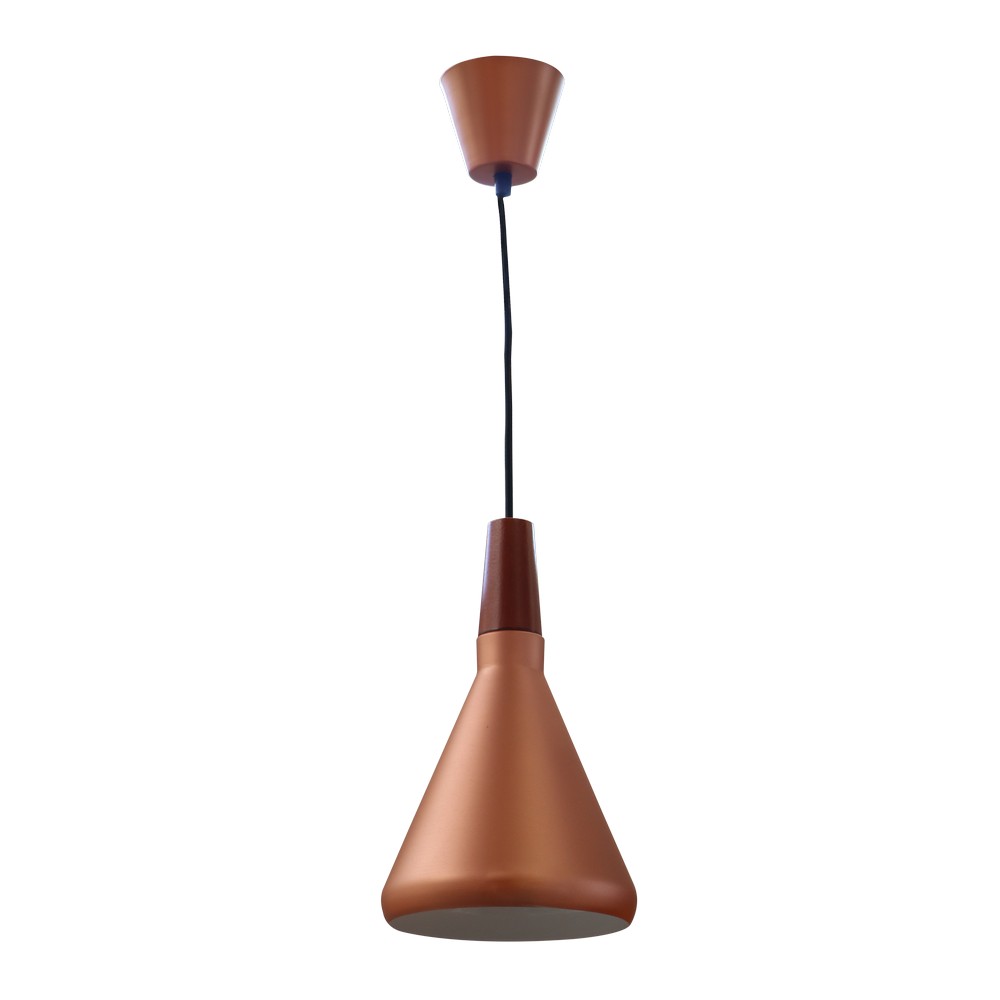Lámpara colgante decorativa aluminio/madera mate cobre