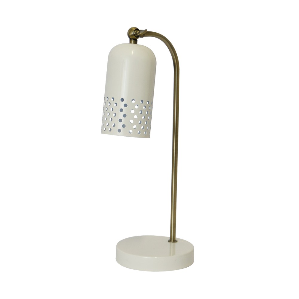 Lámpara de escritorio metálica retro blanca dorada 18 pulg