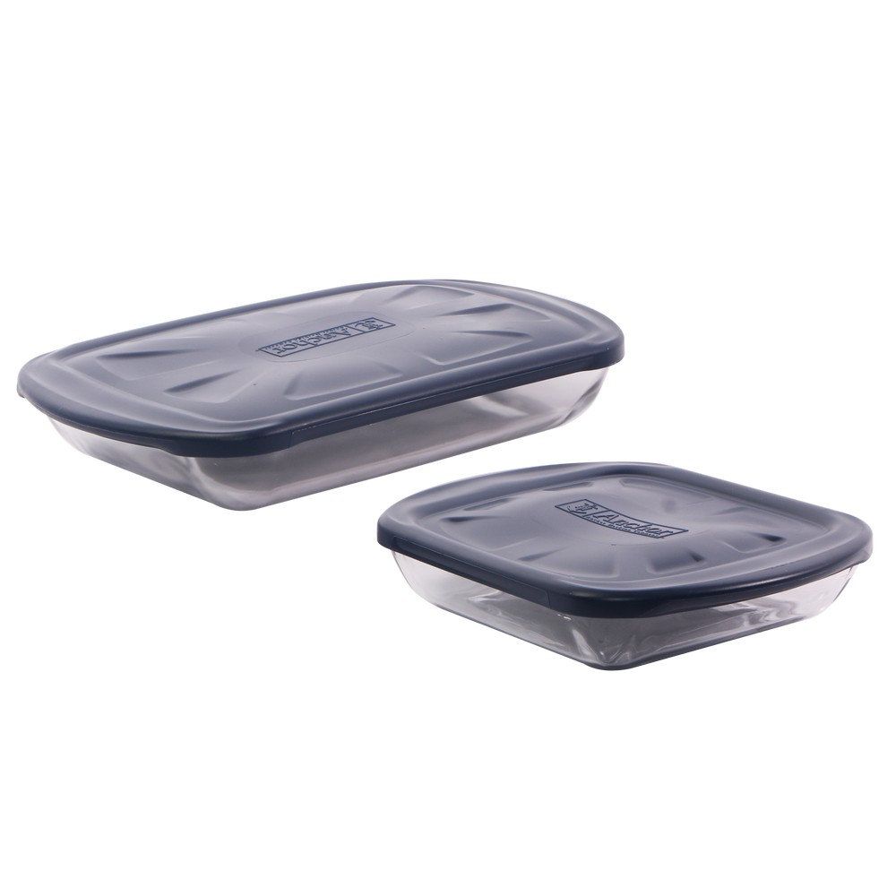 Set de pyrex de vidrio rectangular 4 piezas