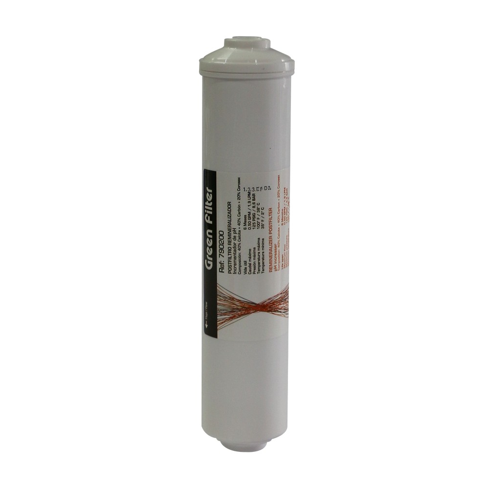 Cartucho postfiltro remineralizador y regulador de ph en linea 10 x 2 x 1-4 pulg