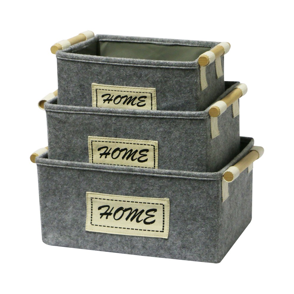 Cesta para ropa de tela rectangular gris 48911 s/3 - Cestas para lavandería