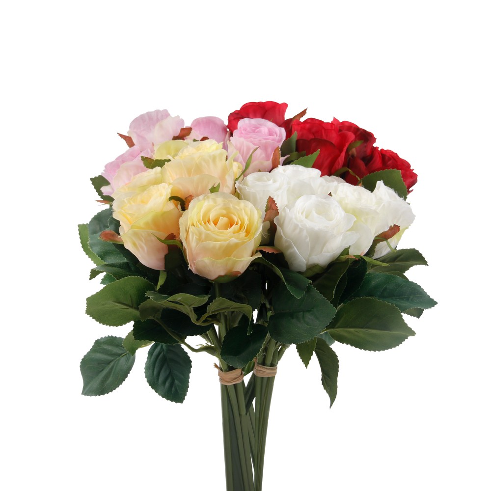 Flor artificial 31cm rosas mh340 6 piezas surtido