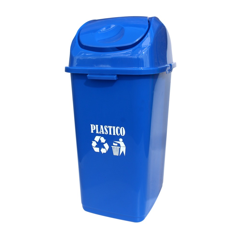 Bo basura plástico moderno, apertura con pedal, bo reciclar, 50 litros 