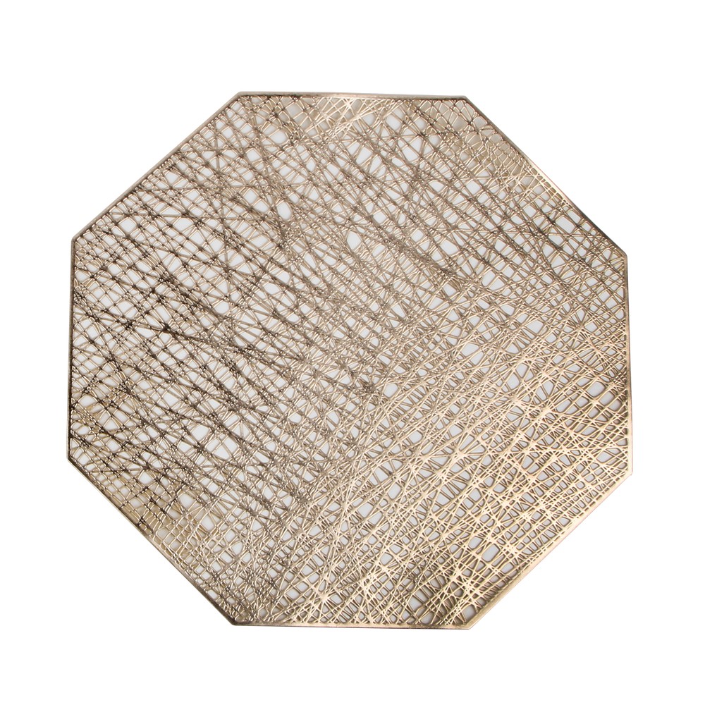 Individual para mesa plastico dorado octagono