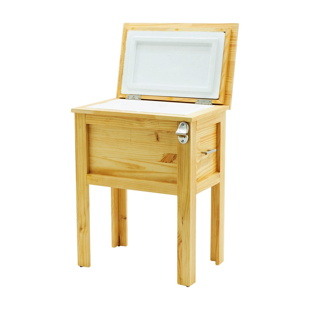 Hielera de madera con rodos - Accesorios camping