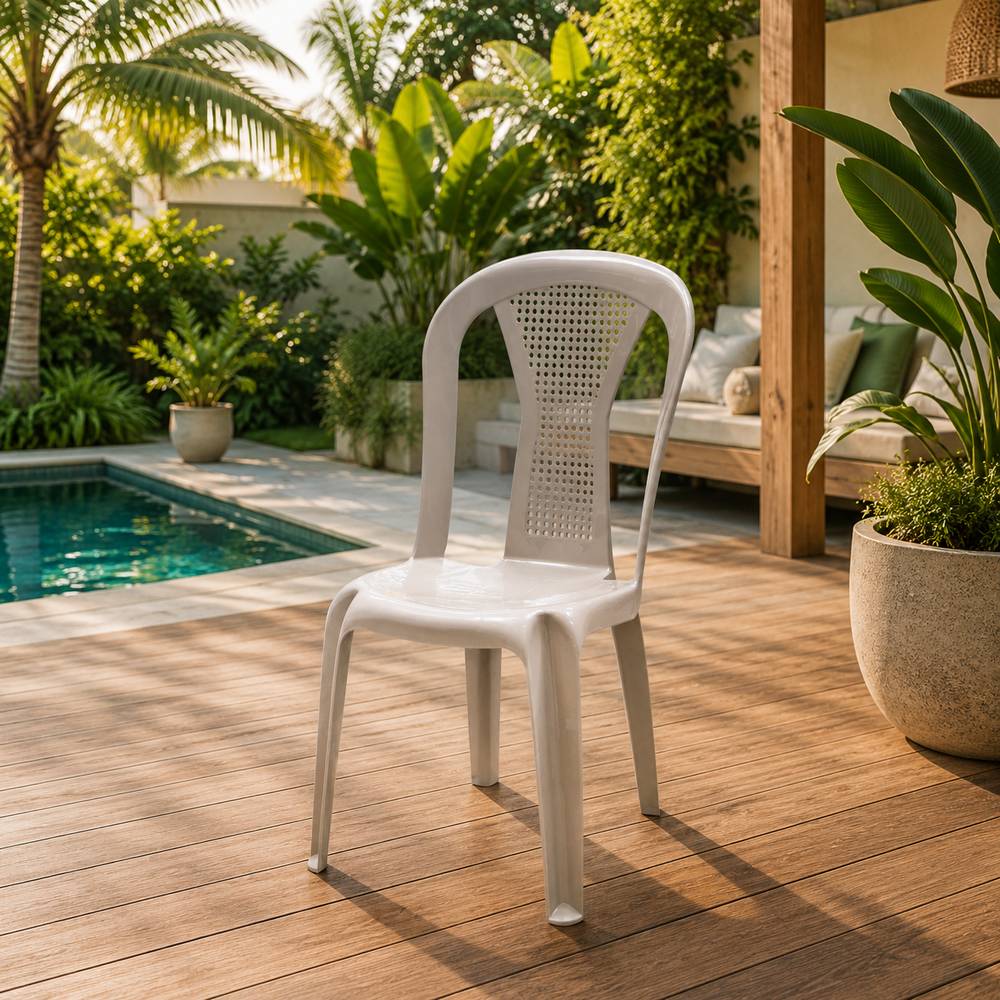 Silla plástica sin brazos color beige