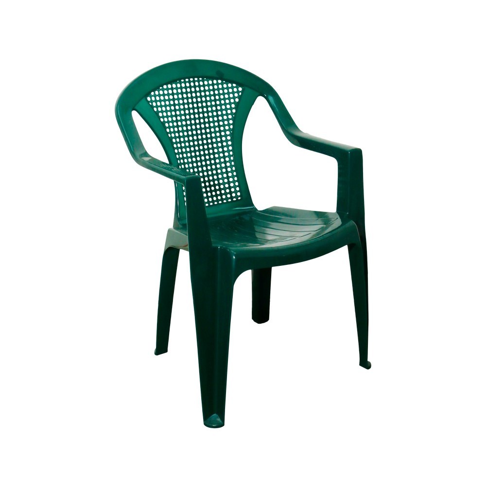 Silla plastica con brazos verde