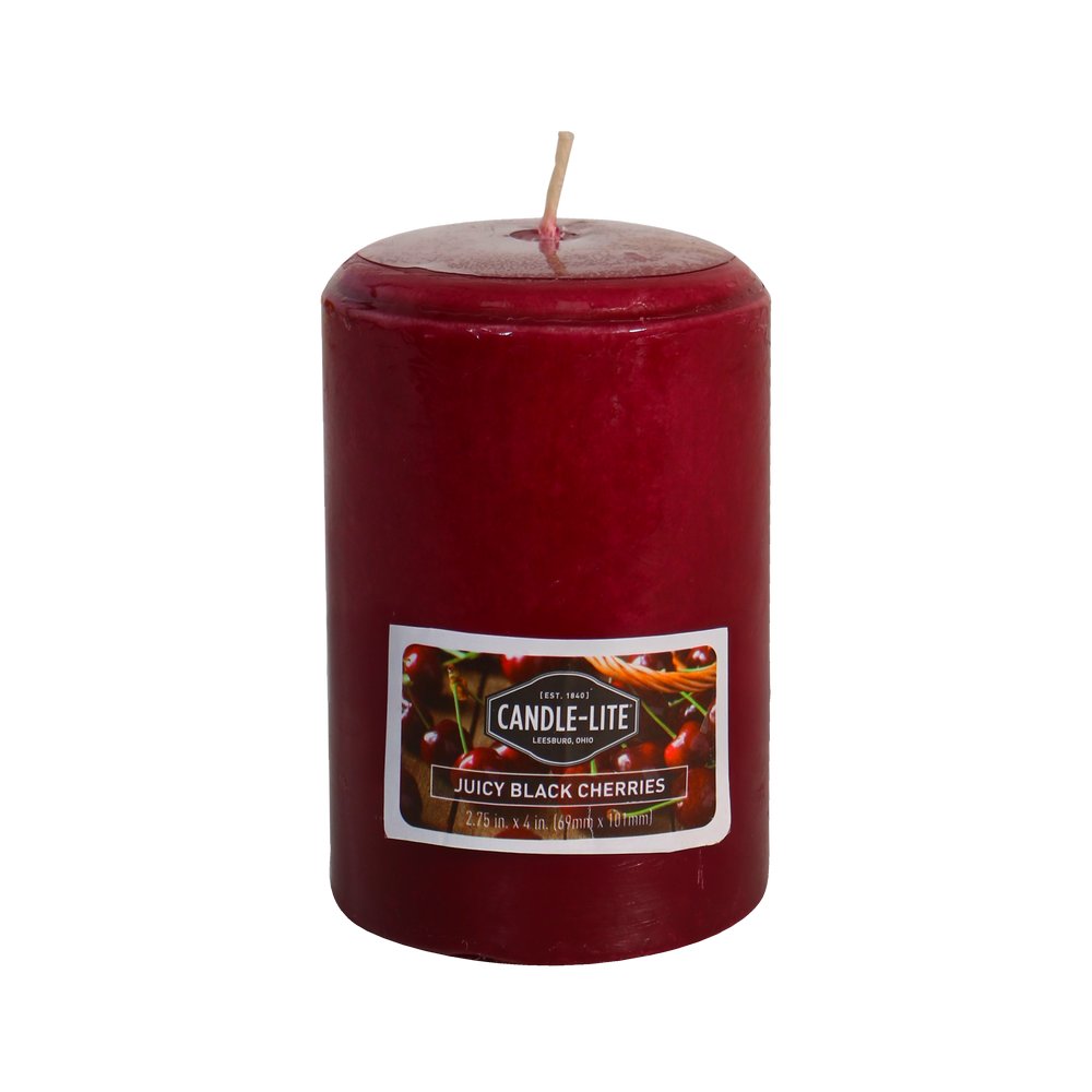 Candela pillar juicy black cherry 4 in