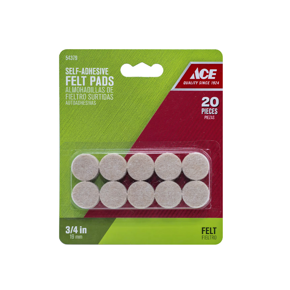 Protector de felpa adhesiva beige 3/4 pulgadas 20 unidades