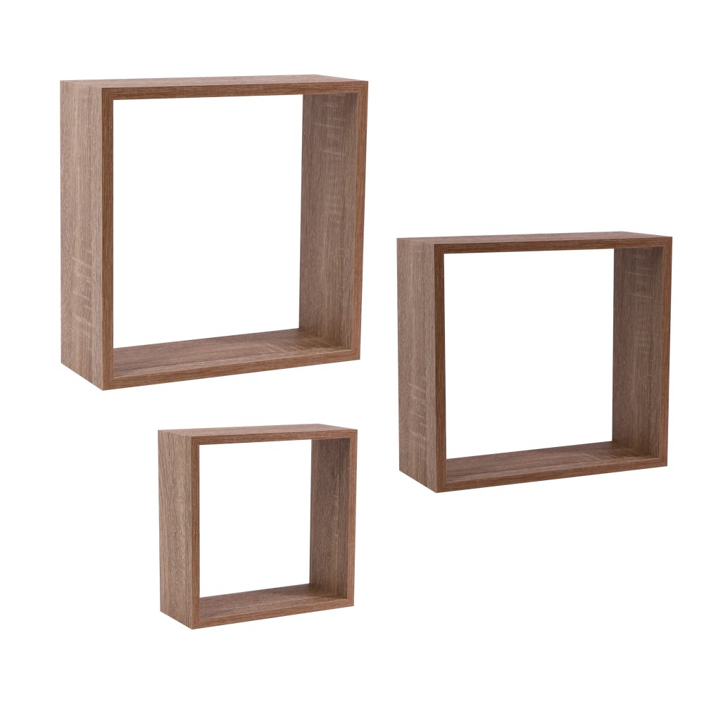 Repisa decorativa cubo natural 3pzas