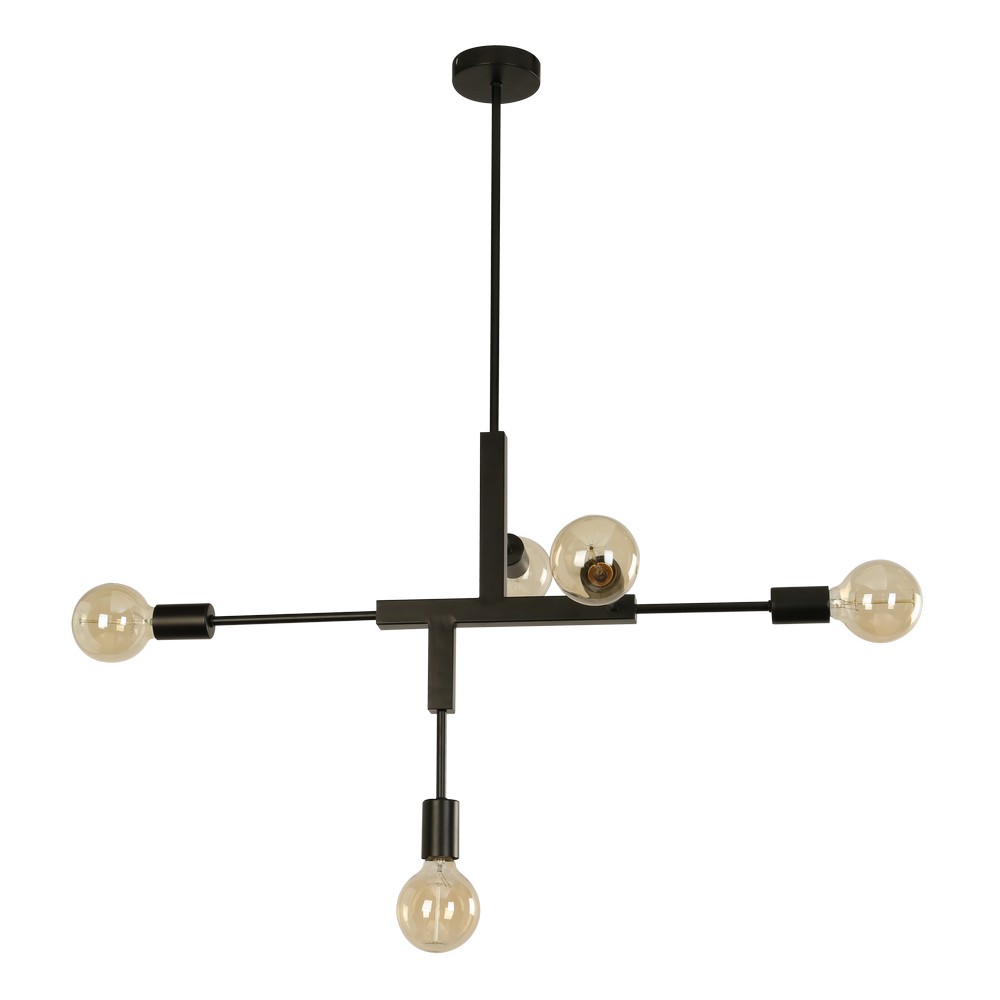 Lámpara colgante decorativa 60w 5luces e27 negra Lámparas de techo