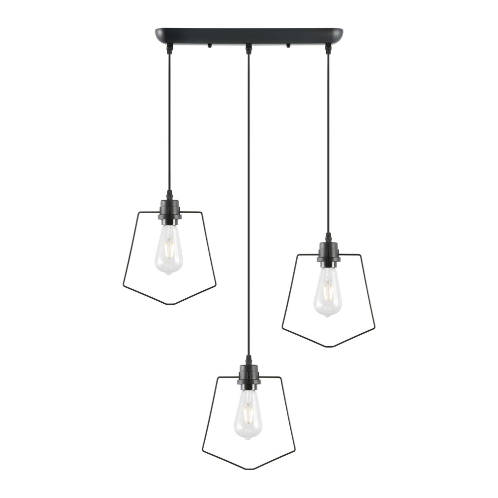 Lámpara colgante decorativa 25w 3luces e27 negra
