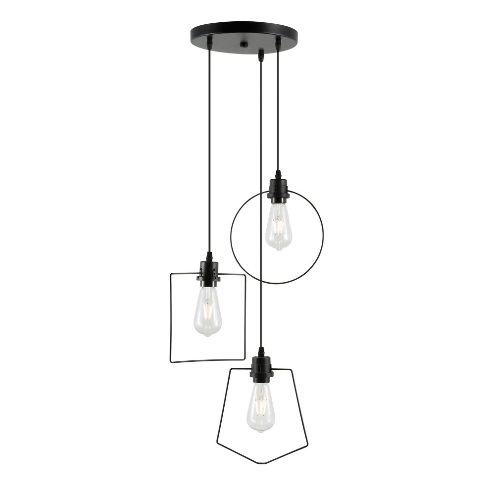 Lámpara colgante decorativa 25w 3luces e27 negra Lámparas de techo