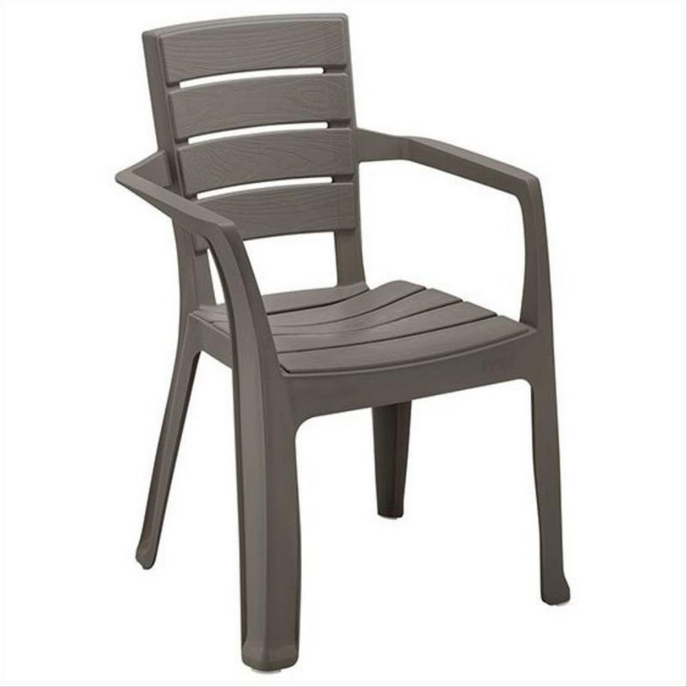 Silla plástica con brazos de 58 x 59 x 82.5 cm color café