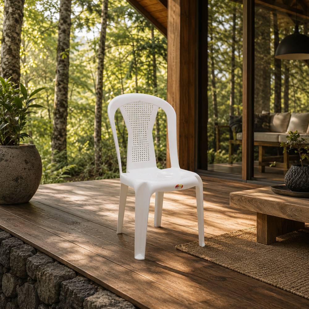 Silla plástica sin brazos color blanco