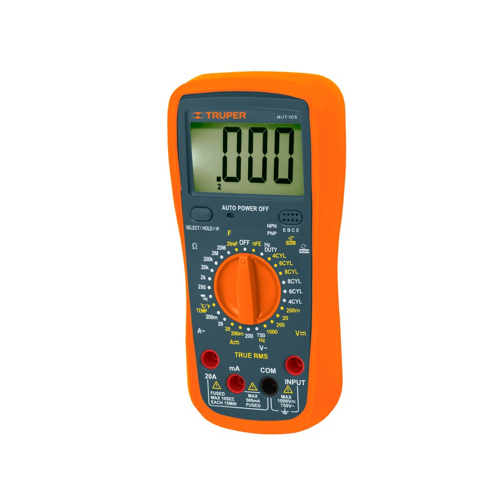 Tester digital 750vac/dc 20a uso automotriz