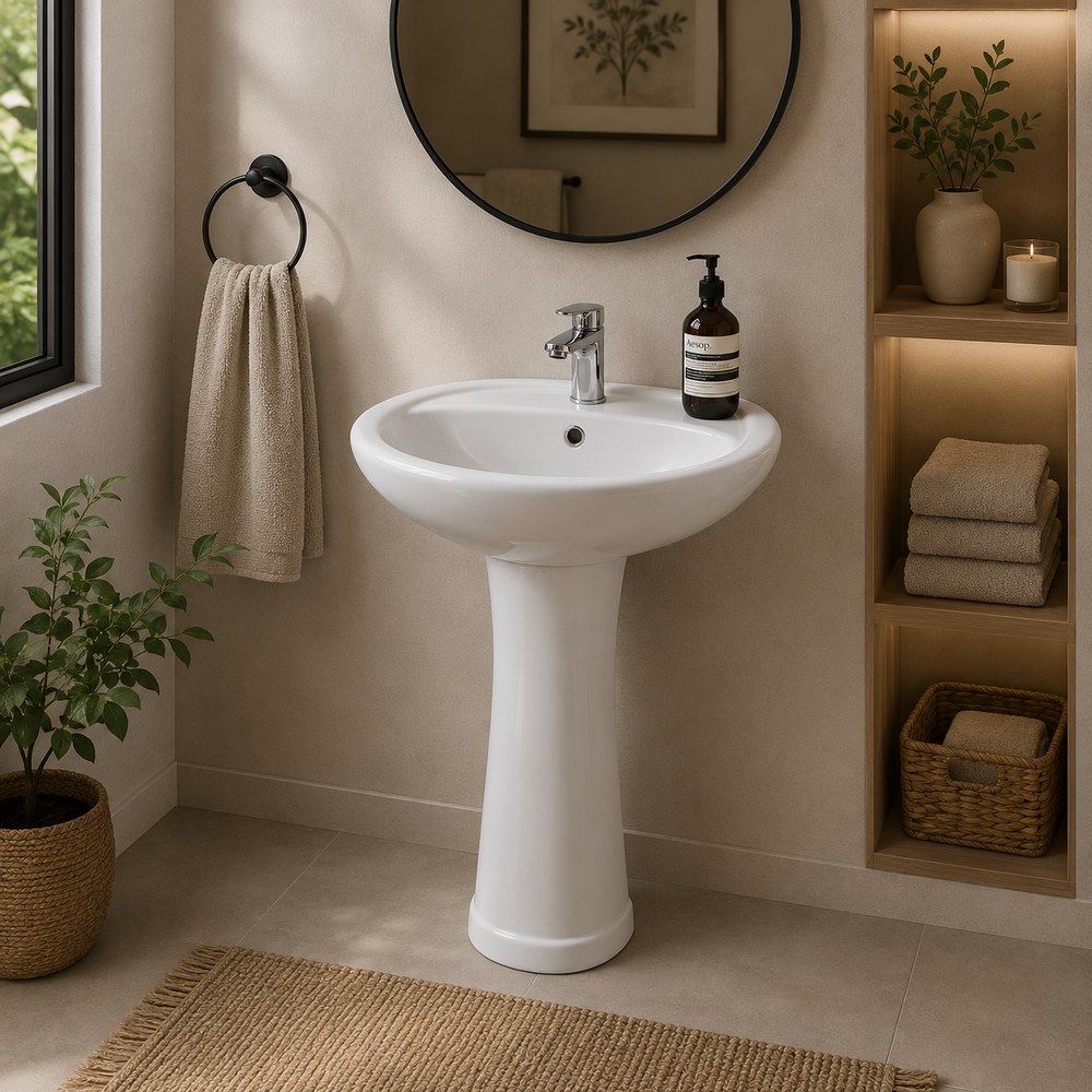 Lavamano milano blanco con pedestal