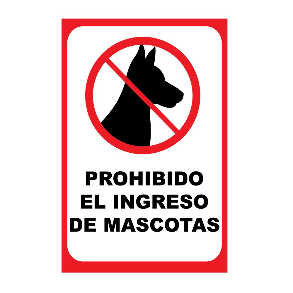 Rotulo prohibido el ingreso de mascota 20x30cm Rotulos