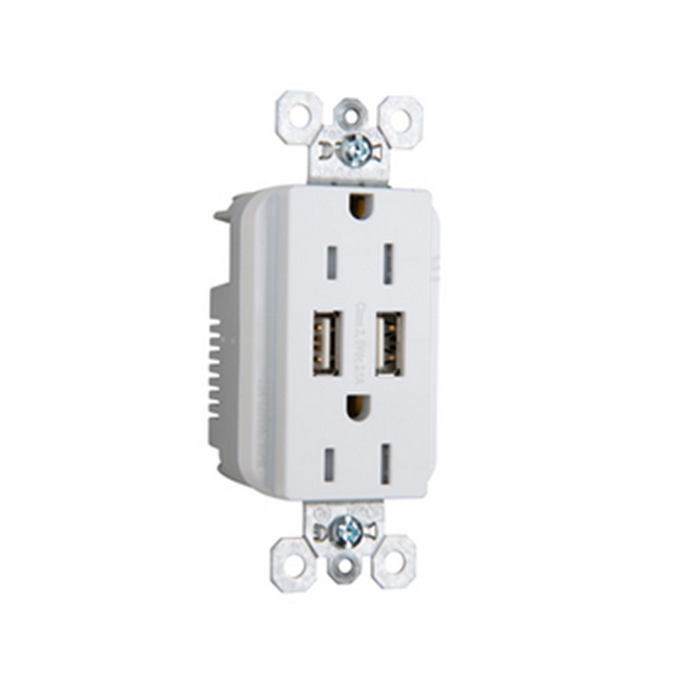 Tomacorriente duplex+2usb 15a radiant blanco