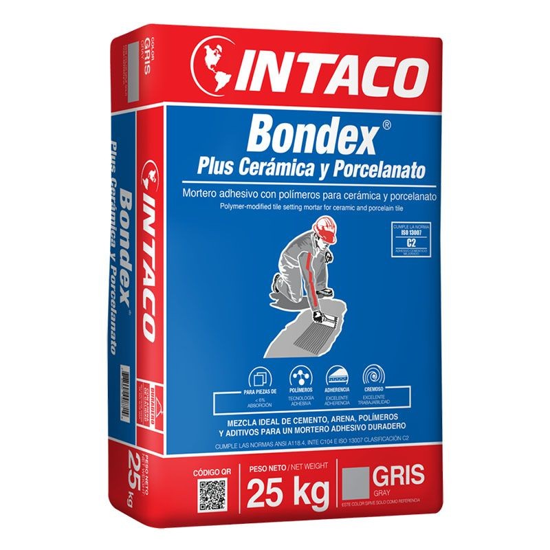 Bondex plus ceramica y porcelanato 25 kilos color gris