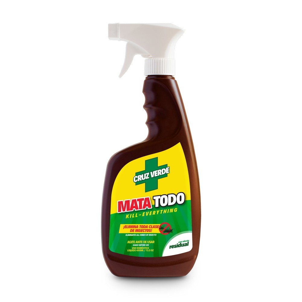 Insecticida mata todo 400 ml rociador cruz verde